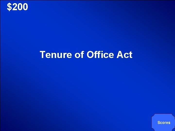 © Mark E. Damon - All Rights Reserved $200 Tenure of Office Act Scores