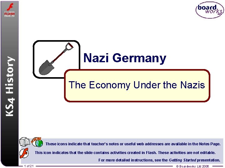 Nazi Germany The Economy Under the Nazis These icons indicate that teacher’s notes or