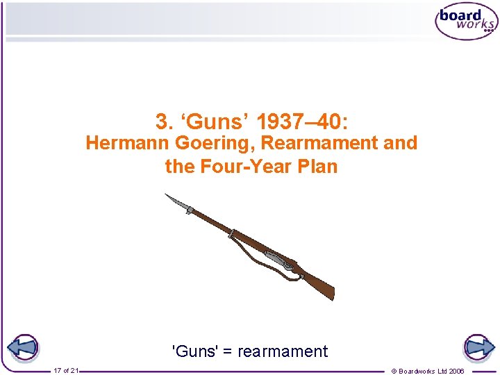 3. ‘Guns’ 1937– 40: Hermann Goering, Rearmament and the Four-Year Plan 'Guns' = rearmament