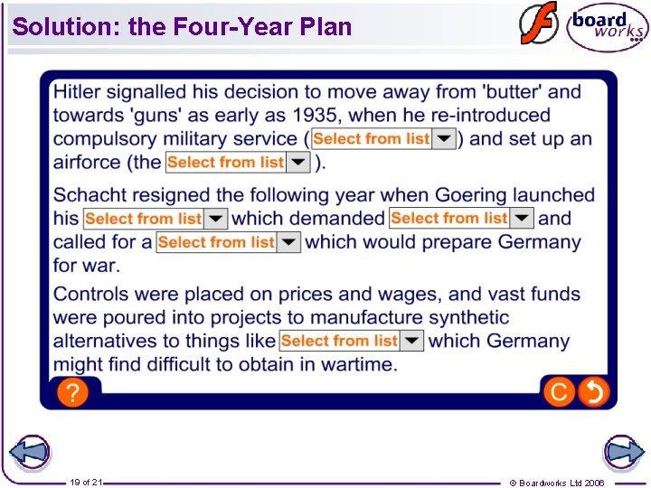 Solution: the Four-Year Plan 19 of 21 © Boardworks Ltd 2006 