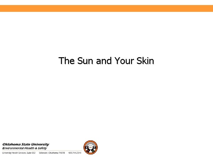 Environmental Health and Safety The Sun and Your Skin 