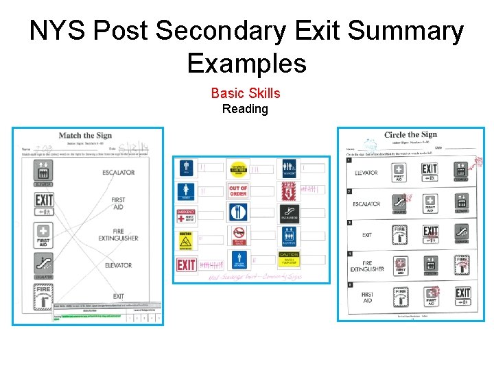 NYS Post Secondary Exit Summary Examples Basic Skills Reading 