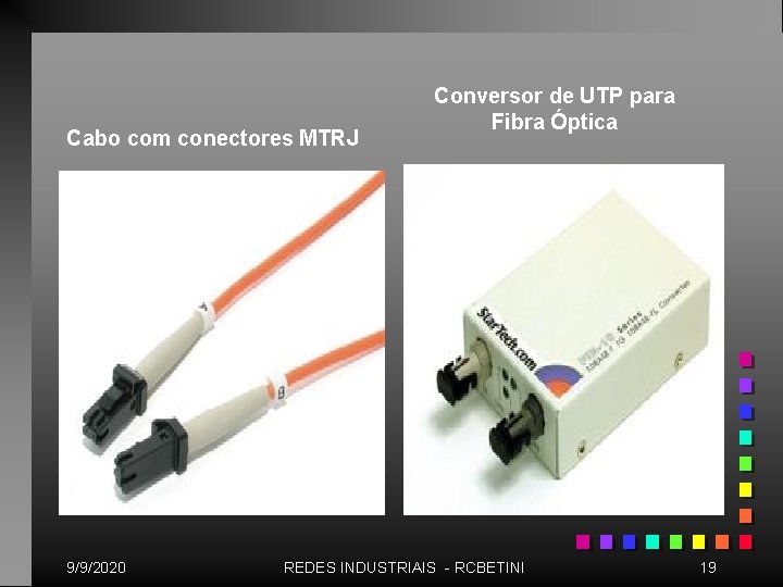 Cabo com conectores MTRJ 9/9/2020 Conversor de UTP para Fibra Óptica REDES INDUSTRIAIS -