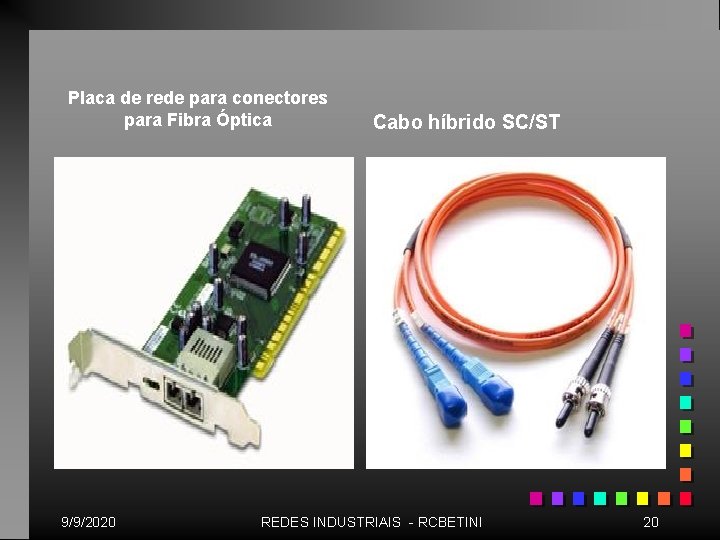 Placa de rede para conectores para Fibra Óptica 9/9/2020 Cabo híbrido SC/ST REDES INDUSTRIAIS