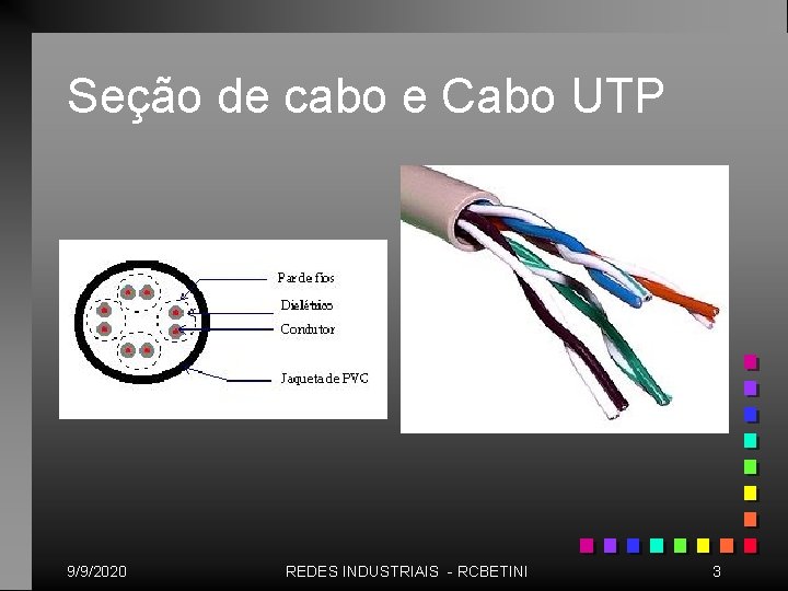 Seção de cabo e Cabo UTP 9/9/2020 REDES INDUSTRIAIS - RCBETINI 3 