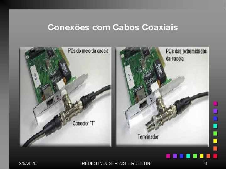 Conexões com Cabos Coaxiais 9/9/2020 REDES INDUSTRIAIS - RCBETINI 8 