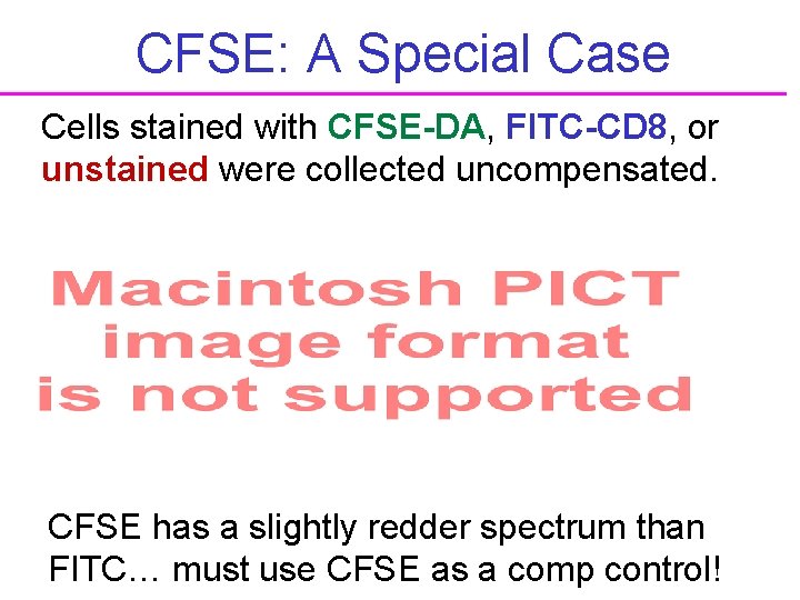 CFSE: A Special Case Cells stained with CFSE-DA, FITC-CD 8, or unstained were collected