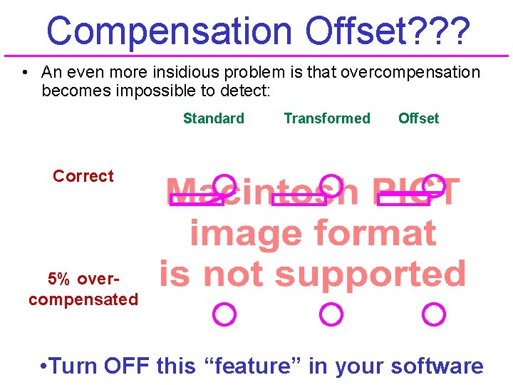 Compensation Offset? ? ? • An even more insidious problem is that overcompensation becomes