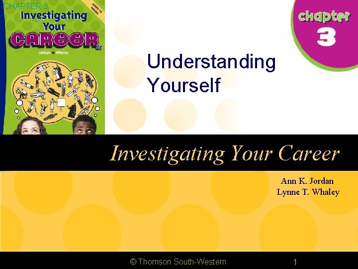 CHAPTER 3 Understanding Yourself Investigating Your Career Ann K. Jordan Lynne T. Whaley ©