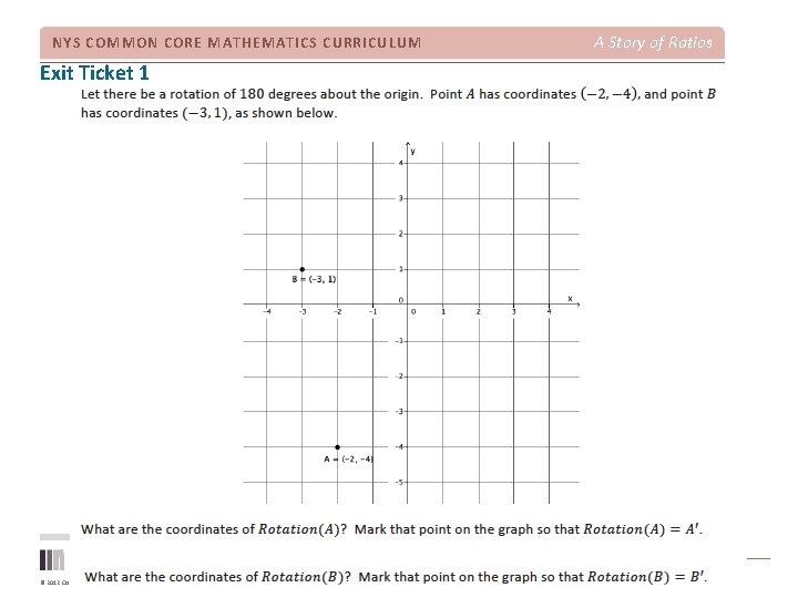 NYS COMMON CORE MATHEMATICS CURRICULUM Exit Ticket 1 © 2012 Common Core, Inc. All