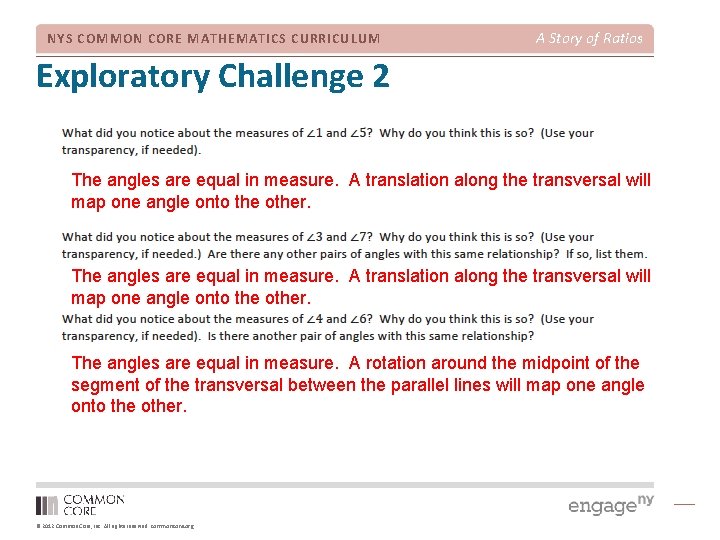 NYS COMMON CORE MATHEMATICS CURRICULUM A Story of Ratios Exploratory Challenge 2 The angles