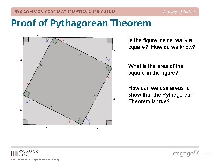A Story of Ratios NYS COMMON CORE MATHEMATICS CURRICULUM Proof of Pythagorean Theorem Is