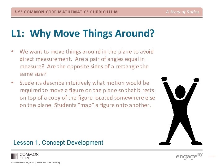 NYS COMMON CORE MATHEMATICS CURRICULUM L 1: Why Move Things Around? • We want