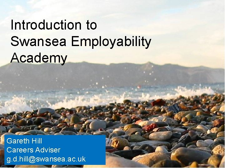 Introduction to Swansea Employability Academy Gareth Hill Careers Adviser g. d. hill@swansea. ac. uk