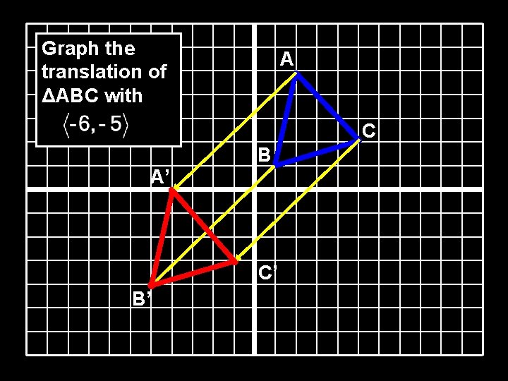 Graph the translation of ΔABC with A C A’ B C’ B’ Graph the translation of ΔABC with A C A’ B C’ B’