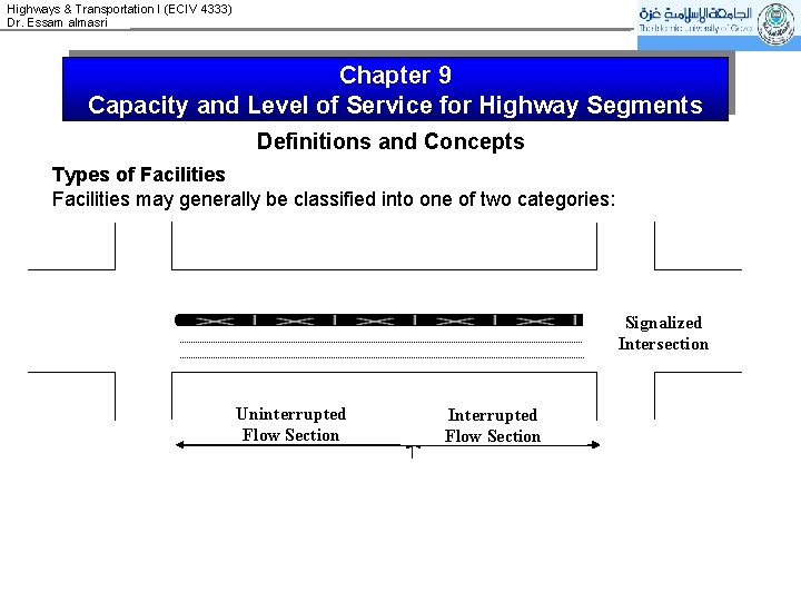 Highways & Transportation I (ECIV 4333) Dr. Essam almasri Chapter 9 Capacity and Level