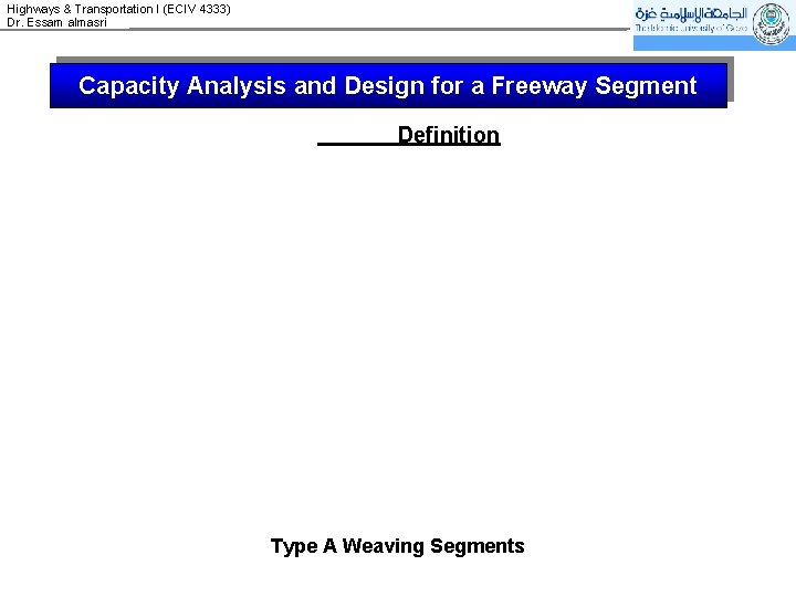 Highways & Transportation I (ECIV 4333) Dr. Essam almasri Capacity Analysis and Design for