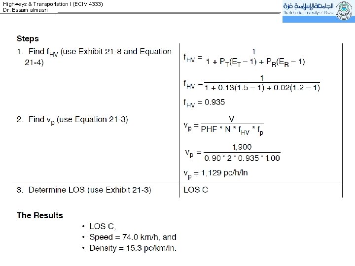 Highways & Transportation I (ECIV 4333) Dr. Essam almasri 