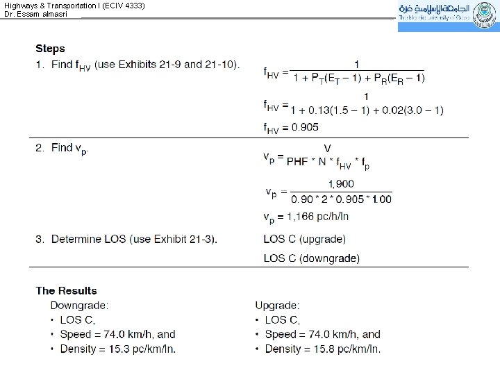 Highways & Transportation I (ECIV 4333) Dr. Essam almasri 