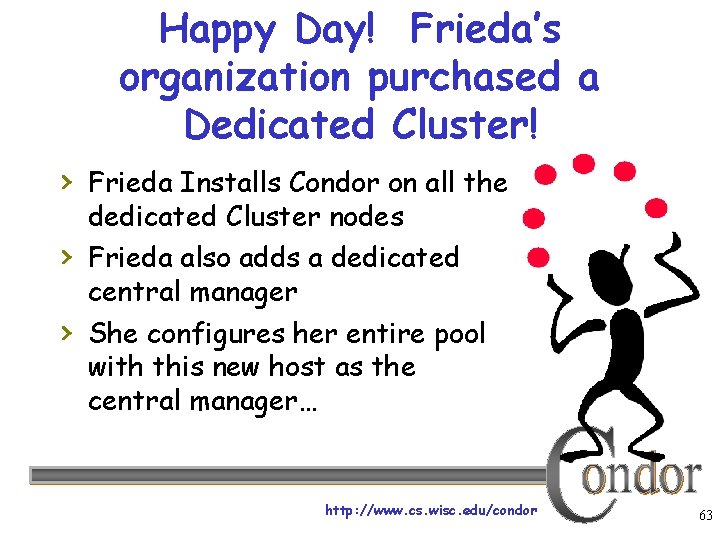 Happy Day! Frieda’s organization purchased a Dedicated Cluster! › Frieda Installs Condor on all
