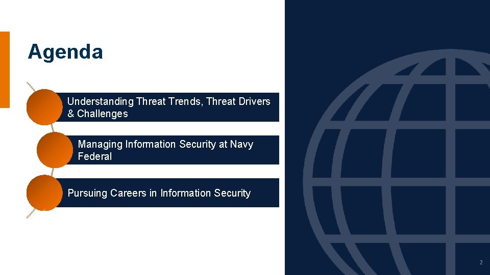 Agenda Understanding Threat Trends, Threat Drivers & Challenges Managing Information Security at Navy Federal Agenda Understanding Threat Trends, Threat Drivers & Challenges Managing Information Security at Navy Federal