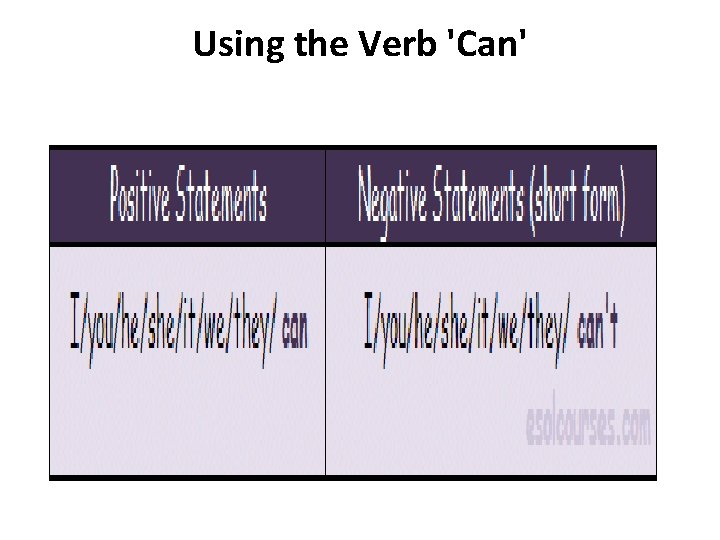 Using the Verb 'Can' 