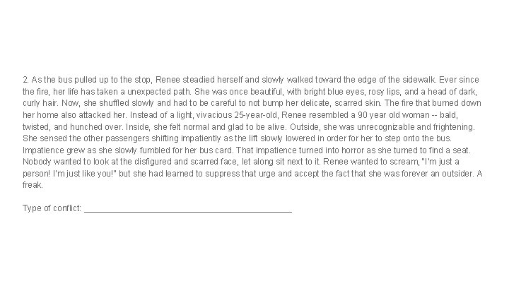 2. As the bus pulled up to the stop, Renee steadied herself and slowly