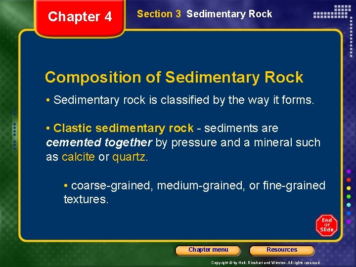 Chapter 4 Section 3 Sedimentary Rock Composition of Sedimentary Rock • Sedimentary rock is