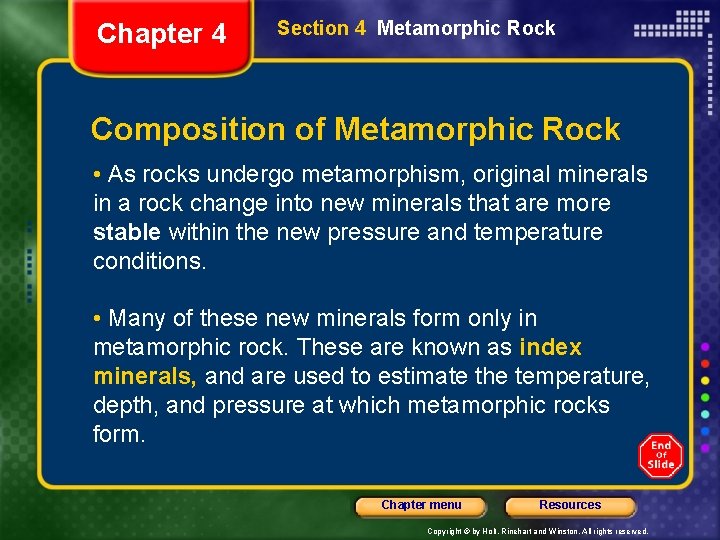 Chapter 4 Section 4 Metamorphic Rock Composition of Metamorphic Rock • As rocks undergo