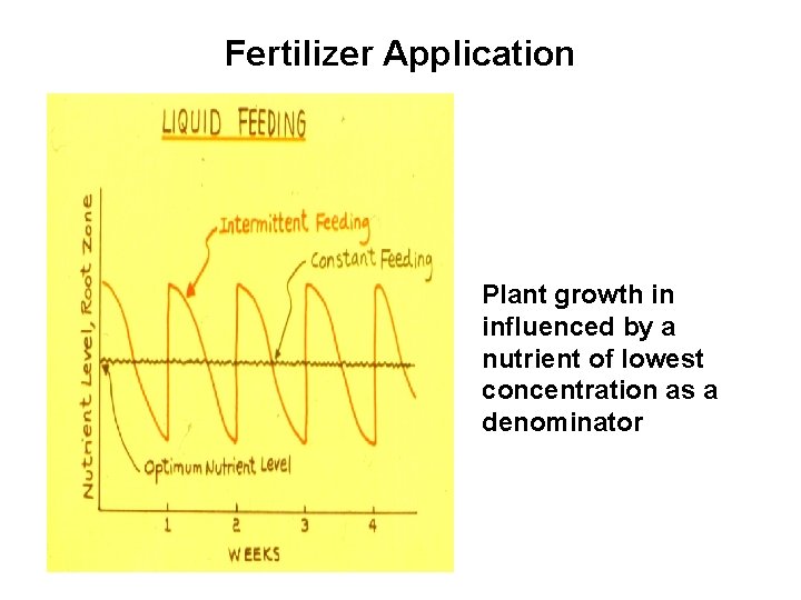 Fertilizer Application Plant growth in influenced by a nutrient of lowest concentration as a