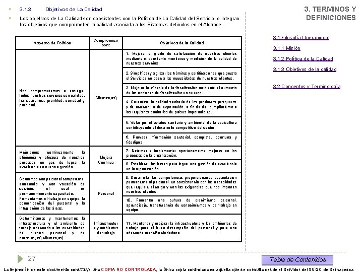  3. 1. 3 Los objetivos de La Calidad son consistentes con la Política