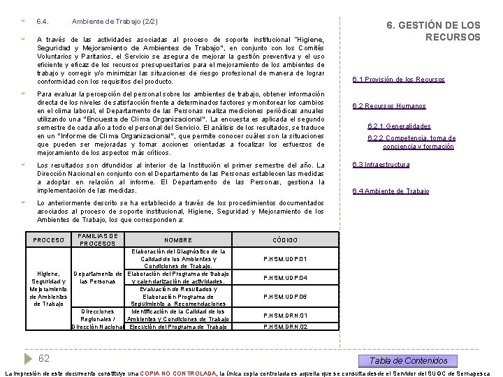  6. 4. A través de las actividades asociadas al proceso de soporte institucional