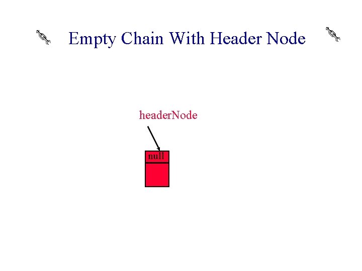 Empty Chain With Header Node header. Node null 