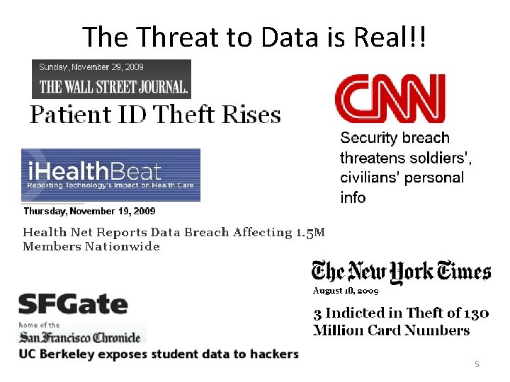 The Threat to Data is Real!! 5 The Threat to Data is Real!! 5