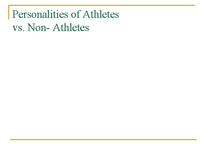 Personalities of Athletes vs. Non- Athletes 