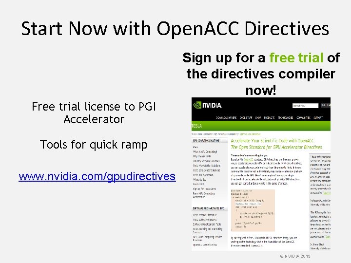 Start Now with Open. ACC Directives Sign up for a free trial of the