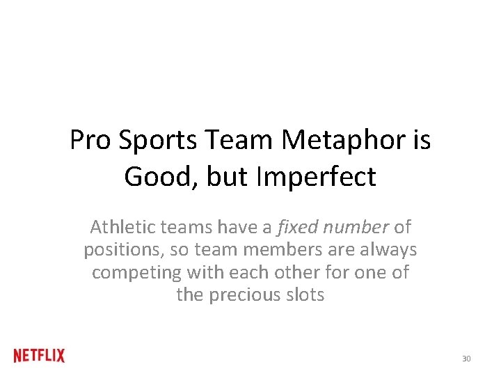 Pro Sports Team Metaphor is Good, but Imperfect Athletic teams have a fixed number Pro Sports Team Metaphor is Good, but Imperfect Athletic teams have a fixed number