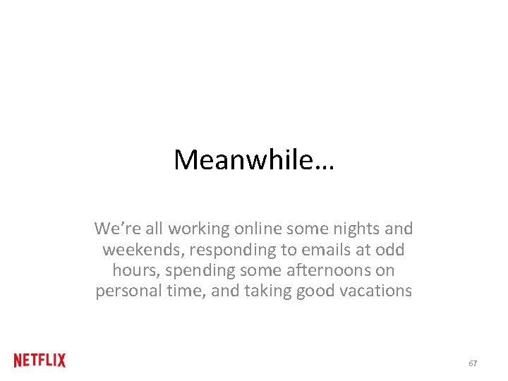 Meanwhile… We’re all working online some nights and weekends, responding to emails at odd Meanwhile… We’re all working online some nights and weekends, responding to emails at odd