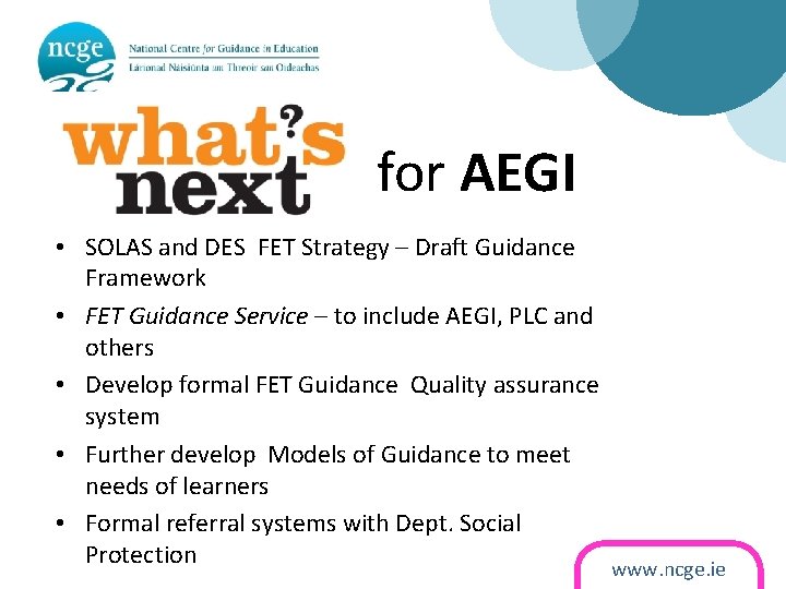 for AEGI • SOLAS and DES FET Strategy – Draft Guidance Framework • FET