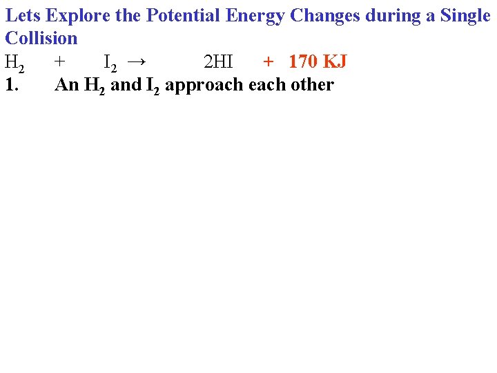 Lets Explore the Potential Energy Changes during a Single Collision H 2 + I