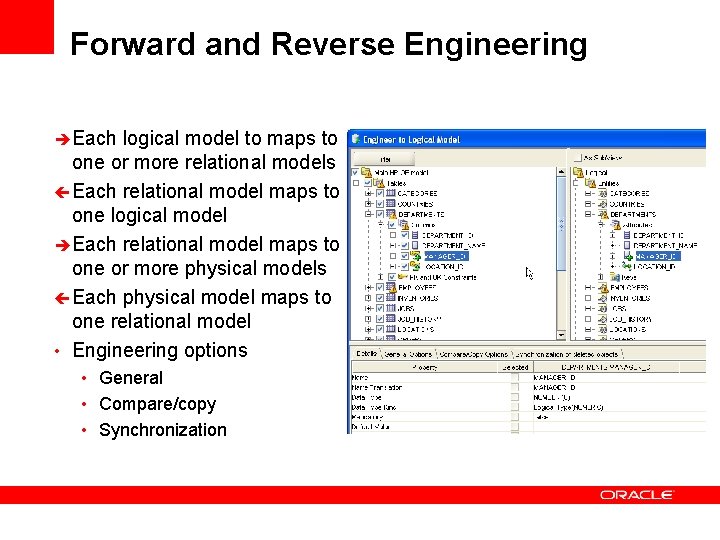 Forward and Reverse Engineering Each logical model to maps to one or more relational