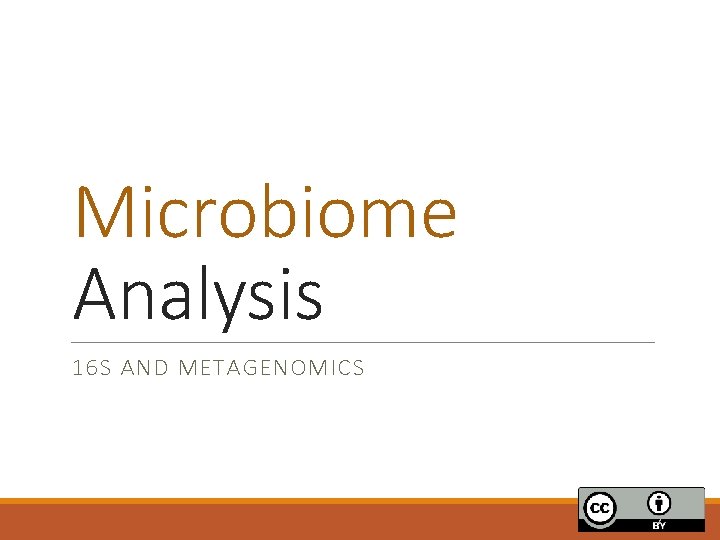 Microbiome Analysis 16 S AND METAGENOMICS ‘ 