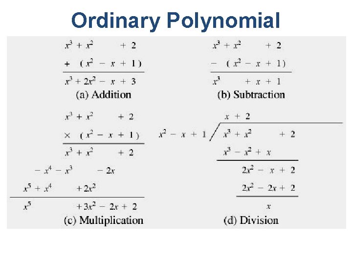 Ordinary Polynomial Arithmetic 