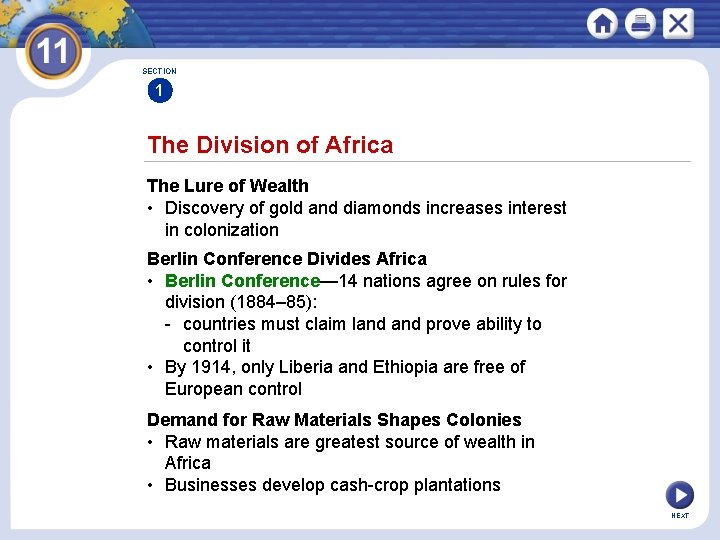 SECTION 1 The Division of Africa The Lure of Wealth • Discovery of gold