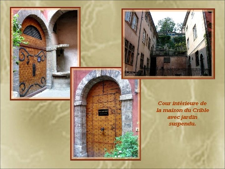 Cour intérieure de la maison du Crible avec jardin suspendu. 