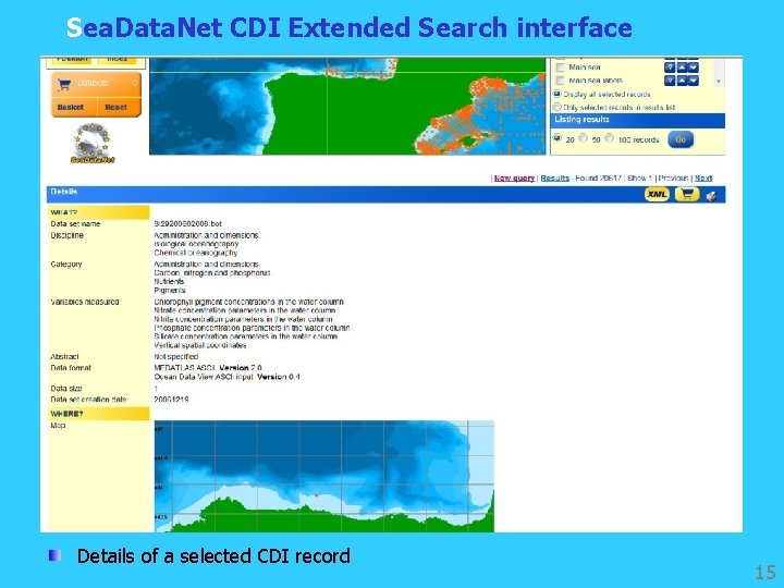 Sea. Data. Net CDI Extended Search interface Details of a selected CDI record 15