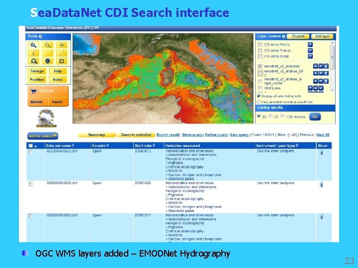 Sea. Data. Net CDI Search interface OGC WMS layers added – EMODNet Hydrography 23