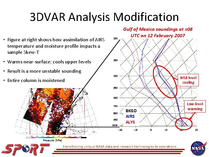 3 DVAR Analysis Modification • Figure at right shows how assimilation of AIRS temperature 3 DVAR Analysis Modification • Figure at right shows how assimilation of AIRS temperature