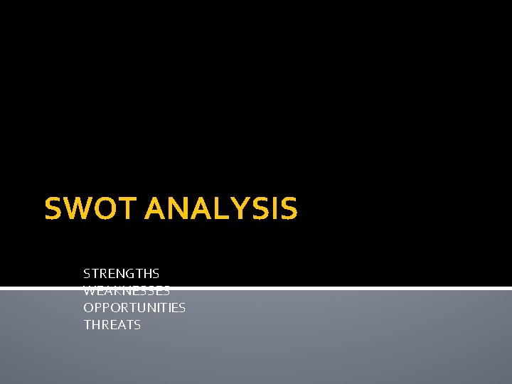 SWOT ANALYSIS STRENGTHS WEAKNESSES OPPORTUNITIES THREATS 