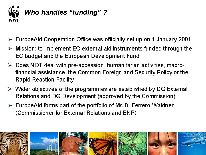 Who handles “funding” ? Ø Europe. Aid Cooperation Office was officially set up on